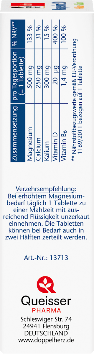 Doppelherz Aktiv Magnesium 500 + Calcium + Potassium + Vitamin B6 & D3 – 30 Tablets