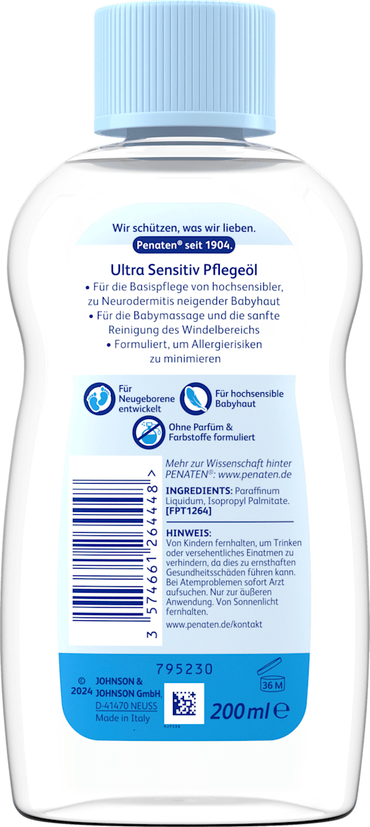 Penaten Baby Ultra Sensitive Care Oil – Perfume-Free 200ml