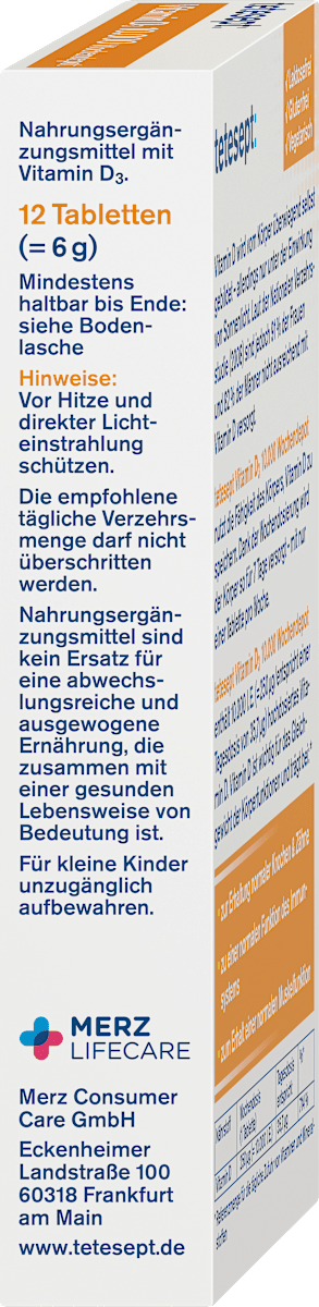 Tetesept Vitamin D3 10,000 I.U. Weekly Depot – 12 Tablets (3-Month Supply)