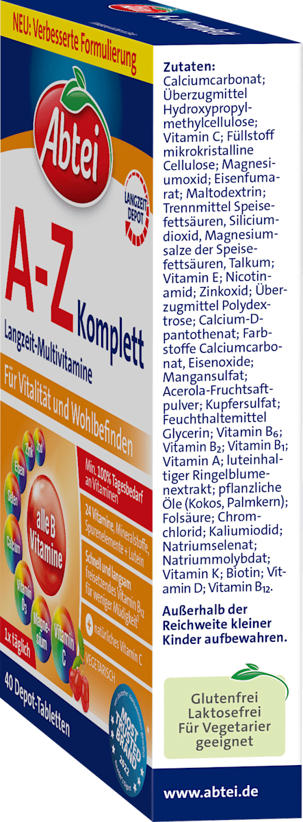 Abtei A-Z Komplett Complete Multivitamins 40 Depot Tablets