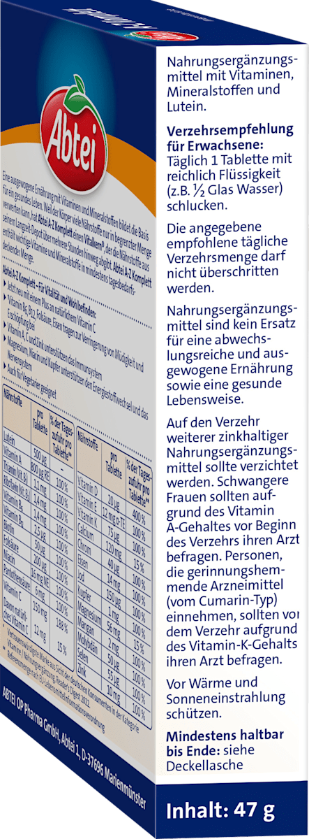 Abtei A-Z Komplett Complete Multivitamins 40 Depot Tablets