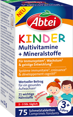 Abtei Kids Multivitamine + Mineralstoffe 75 tablets with strawberry flavor