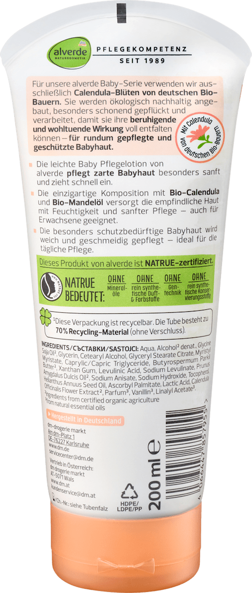 Alverde Baby Körperlotion with Organic Calendula & Organic Almond Oil 200 ml
