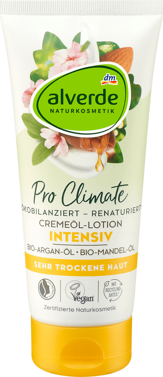 Alverde Pro Climate Cremeöl-Lotion Intensiv – Bio-Arganöl & Bio-Mandelöl 200ml