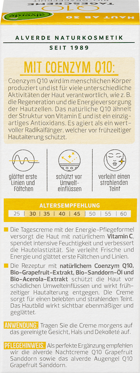 Alverde Q10 Day Cream with Organic Grapefruit & Organic Sea Buckthorn 50ml
