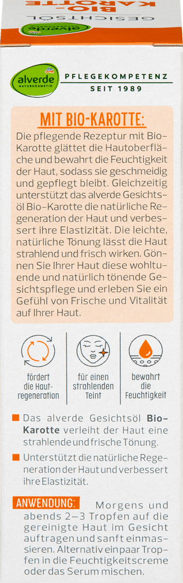 Alverde – Face Oil Bio-Carrot (with Beta-Carotene) 30ml