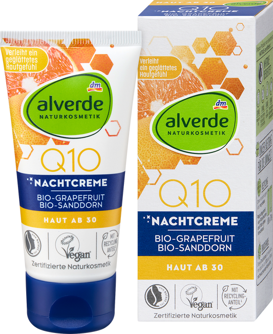 Alverde Q10 Night Cream with Organic Grapefruit & Sea Buckthorn 50ml