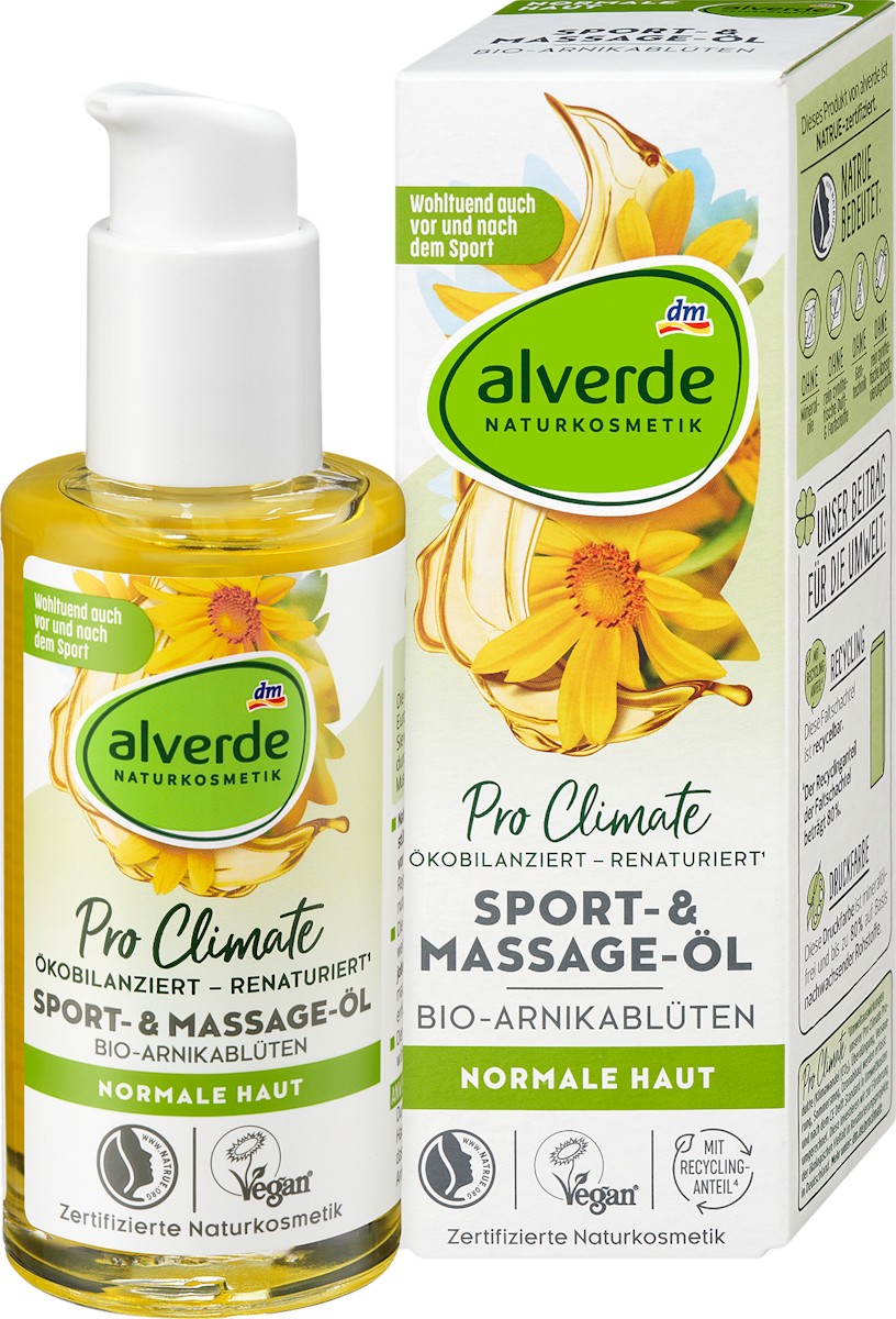 alverde NATURKOSMETIK – Pro Climate Sport & Massage Oil with Organic Arnica Blossoms 100ml