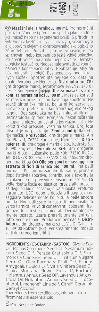 alverde NATURKOSMETIK – Pro Climate Sport & Massage Oil with Organic Arnica Blossoms 100ml