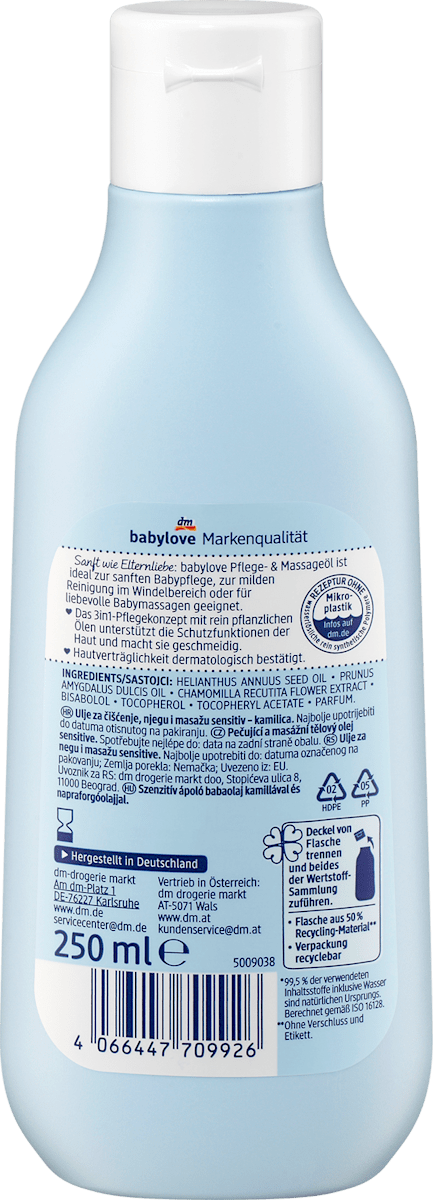 Babylove – Care & Massage Oil Sensitive (with Chamomile & Sunflower Oil) 250ml