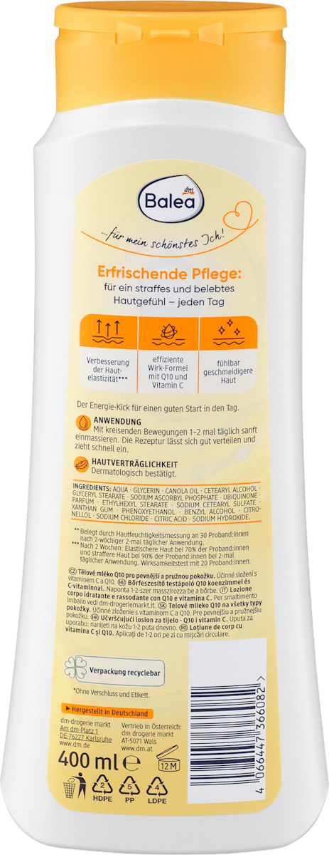 Balea Q10 Firming Body Lotion is a 3-in-1, 400ml