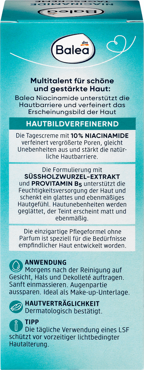 Balea a day cream with 10% Niacinamide + SPF 30 , 50ml