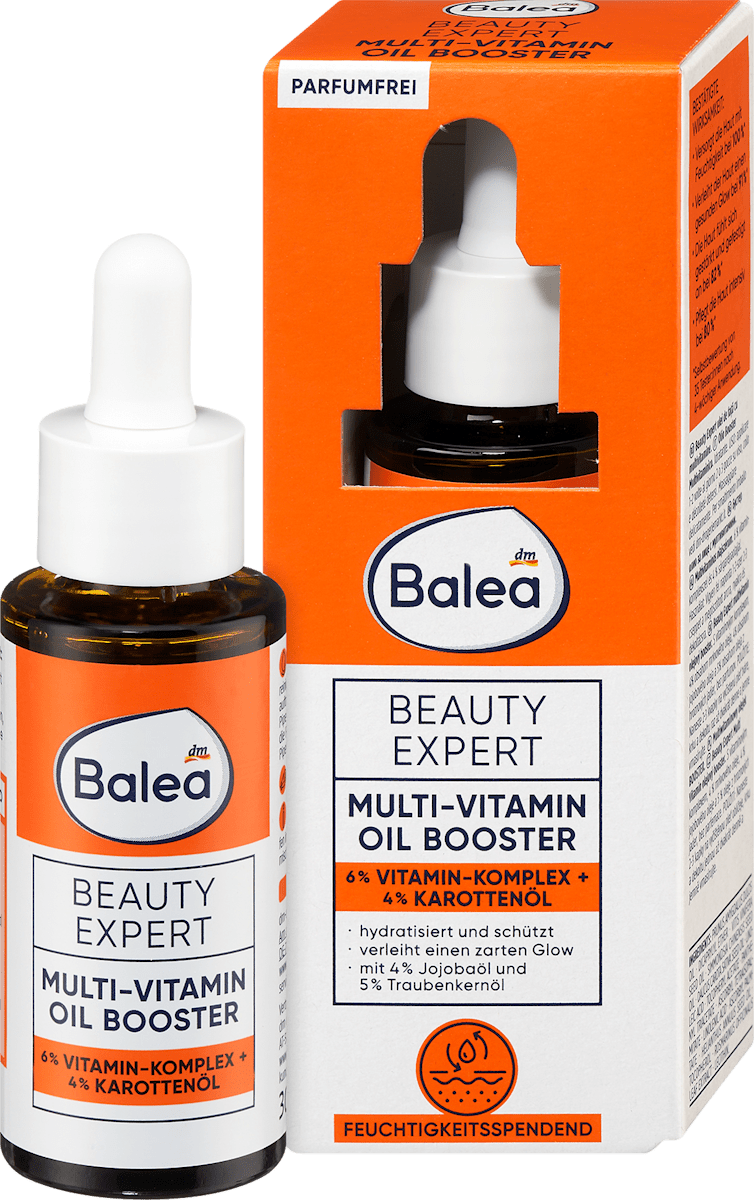 Balea Beauty Expert – Multi-Vitamin Oil Booster (6% Vitamin Complex + 4% Carrot Oil) 30ml