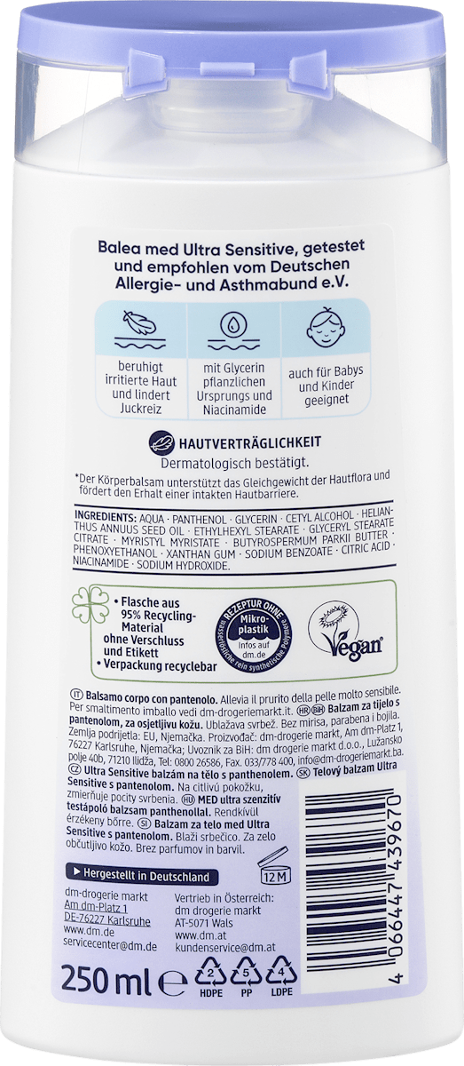 Balea med Ultra Sensitive Panthenol Körperbalsam 250 ml