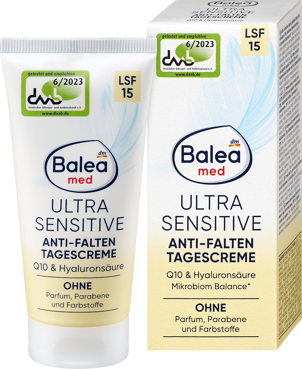 Balea Med Ultra Sensitive Anti-Falten Tagescreme Q10 & Hyaluronsäure SPF 15 50ml