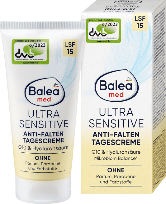 Balea Med Ultra Sensitive Anti-Falten Tagescreme Q10 & Hyaluronsäure SPF 15 50ml
