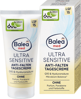 Balea Med Ultra Sensitive Anti-Falten Tagescreme Q10 & Hyaluronsäure SPF 15 50ml