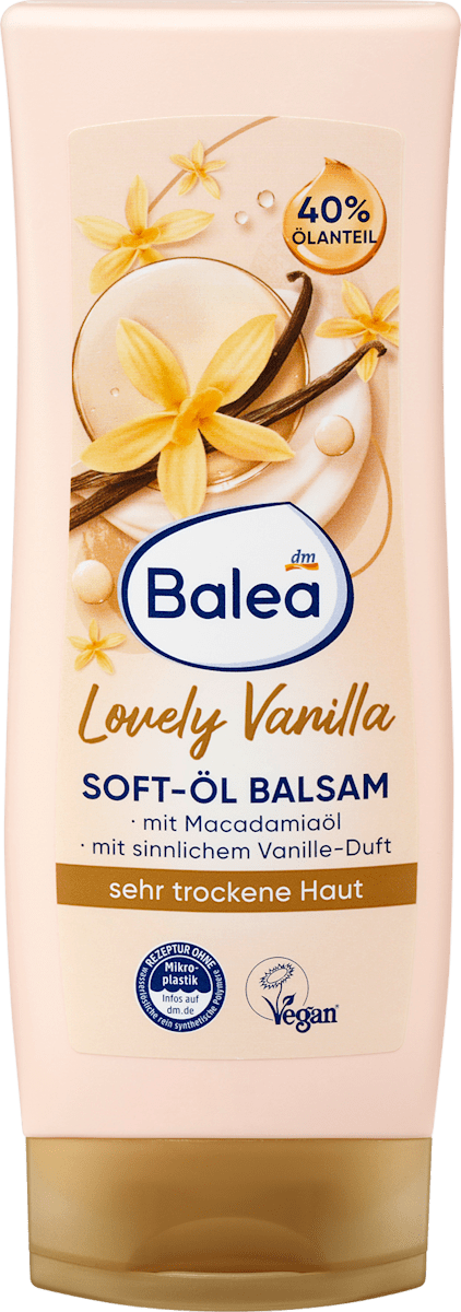 Balea – Lovely Vanilla Soft-Oil Balsam (with Macadamia Oil, for Very Dry Skin) 200ml