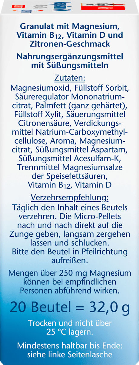 Doppelherz Aktiv Magnesium 500 + B12 + D3 Direct – 20 Sachets