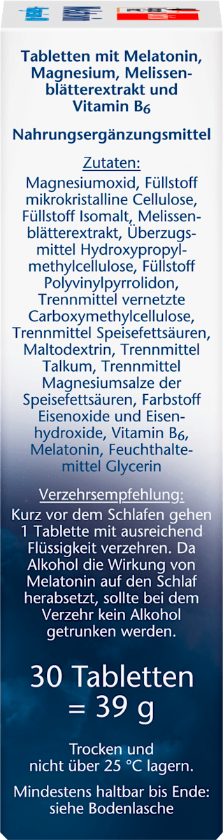 Doppelherz Aktiv Melatonin + Magnesium 400 + Vitamin B6 + Lemon Balm Extract – 30 Tablets