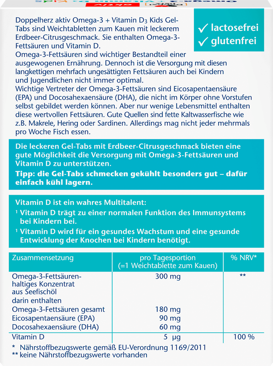 Doppelherz aktiv Omega-3 + Vitamin D3 Kids 27 Gel-Tabs