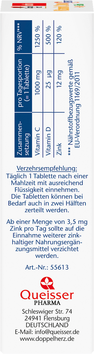 Doppelherz Aktiv Vitamin C 1000 + D3 + Zinc – 30 Depot Tablets
