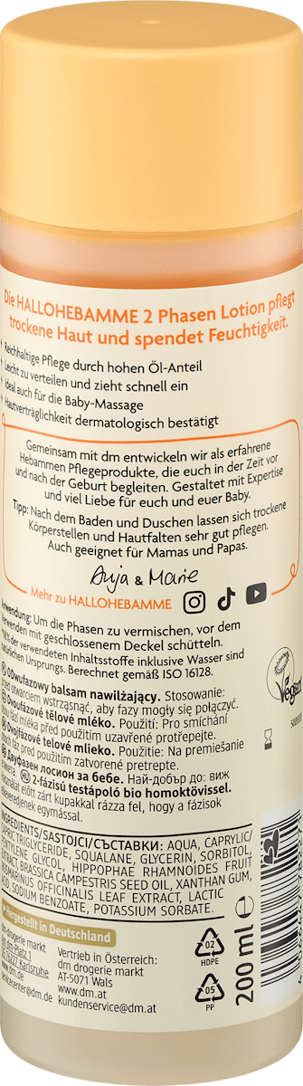 HALLOHEBAMME Baby Lotion 2 Phasen – with Organic Sea Buckthorn 200 ml