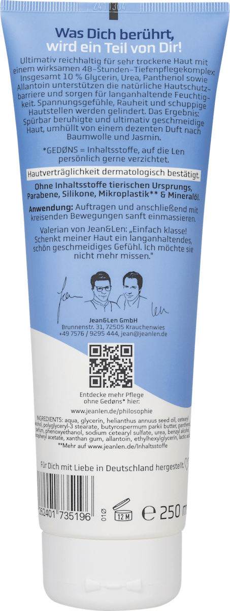 Jean & Len Body Milk – Ultimate Nourish & Care 250ml