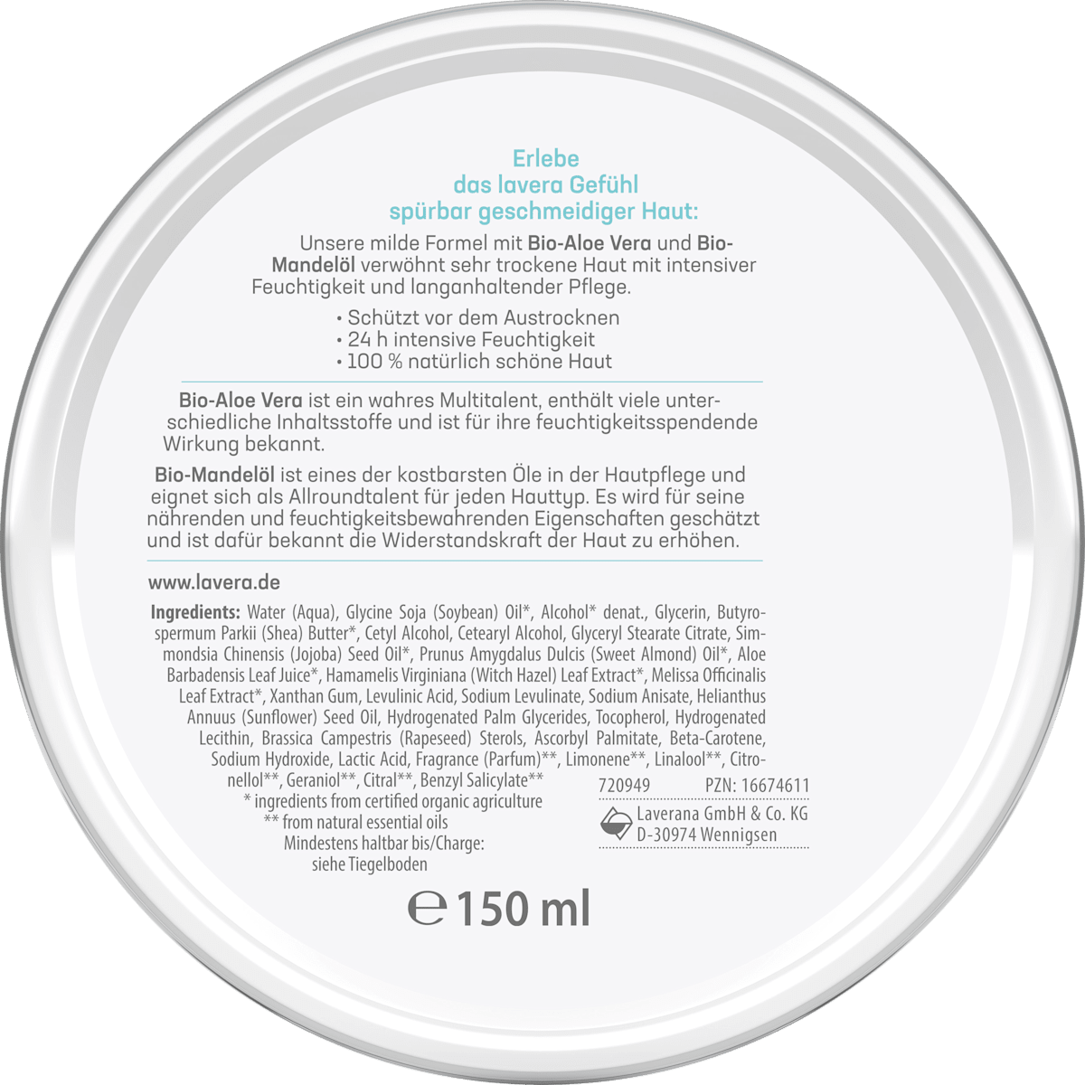 Lavera Basis Sensitiv Creme Bio Aloe Vera & Bio Mandelöl 150ml