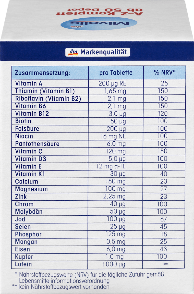 Mivolis A‑Z Complete Depot ab 50 – 100 Tablets