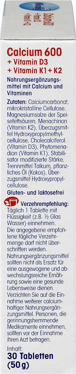 Mivolis Calcium 600 + Vitamin D3 + Vitamin K1 + K2 – 30 Tablets