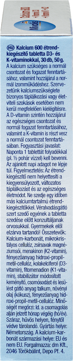 Mivolis Calcium 600 + Vitamin D3 + Vitamin K1 + K2 – 30 Tablets