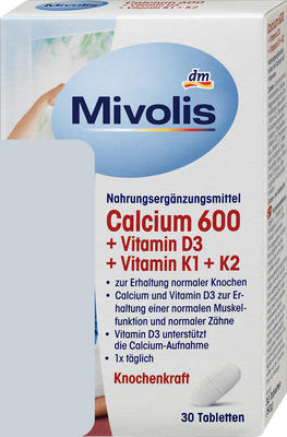 Mivolis Calcium 600 + Vitamin D3 + Vitamin K1 + K2 – 30 Tablets