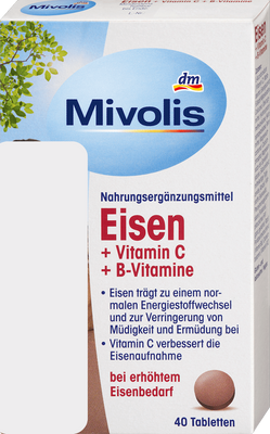 Mivolis Iron + Vitamin C + B Vitamins – 40 Tablets