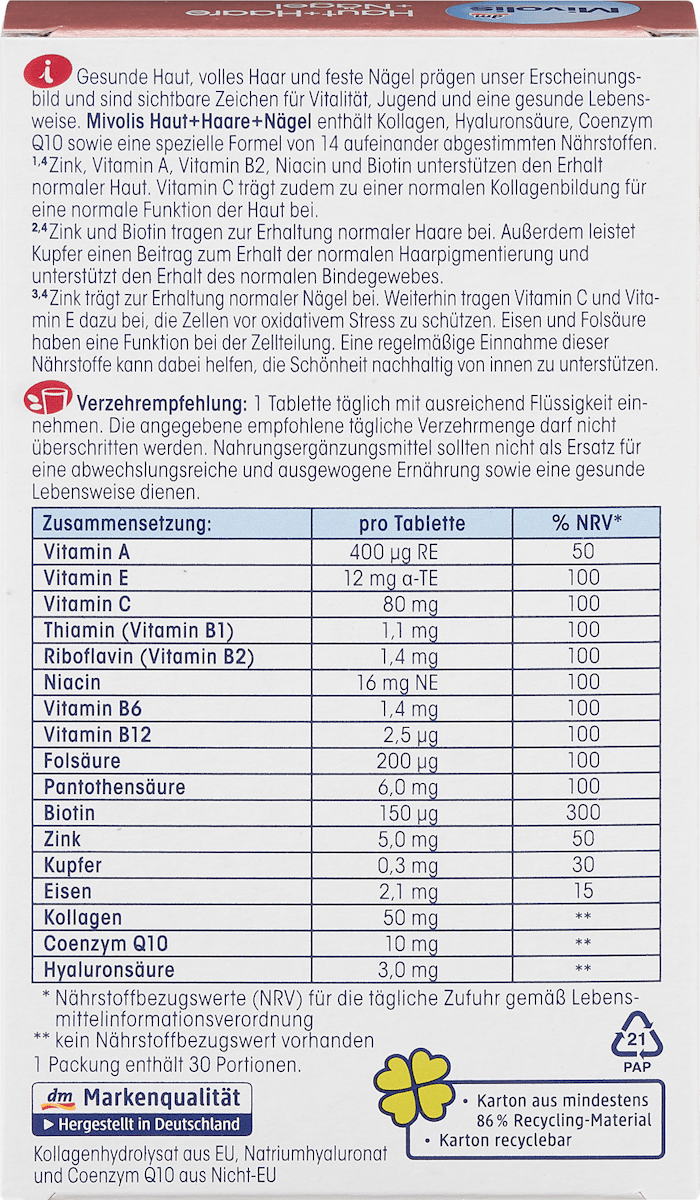 Skin Hair Nails – 30 Tablets, 22 g