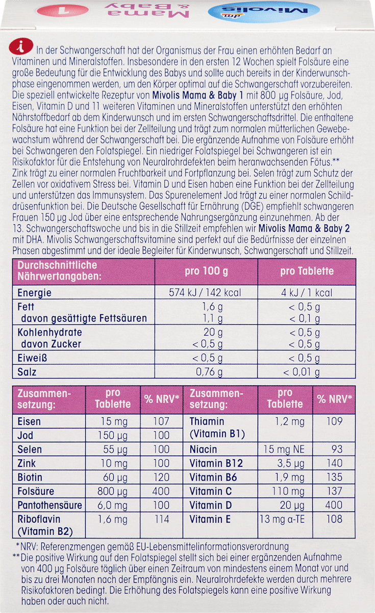 Mivolis Mama & Baby 1 30 Tablets