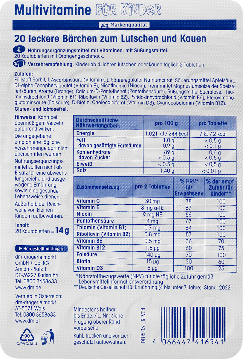 Mivolis Multivitamine for Kids – 20 Chewable Tablets