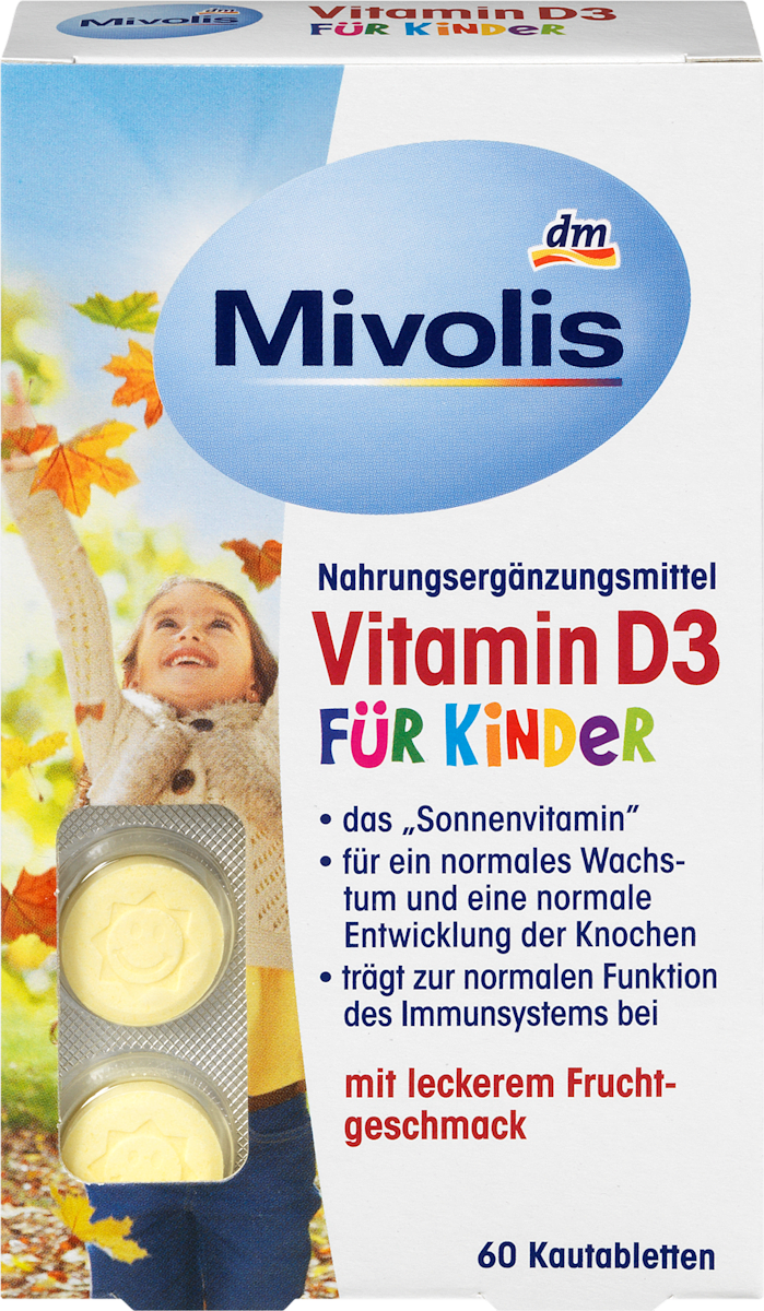 Mivolis Vitamin D3 for Kids – 60 Fruit-Flavored Chewable Tablets