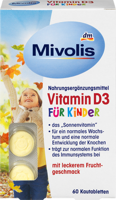 Mivolis Vitamin D3 for Kids – 60 Fruit-Flavored Chewable Tablets