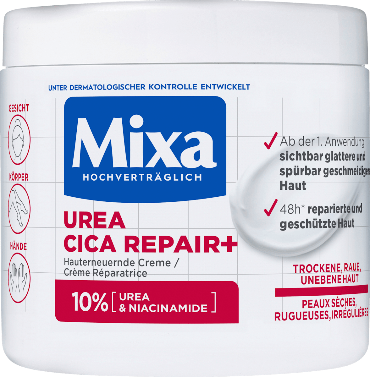 Mixa Urea Cica Repair+ – Hauterneuernde Creme (10% Urea & Niacinamide) 400ml