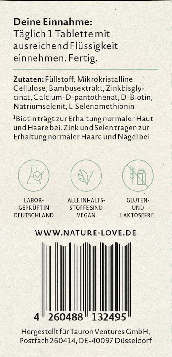 Nature Love Biotin Complex – 90 Tablets, 36 g