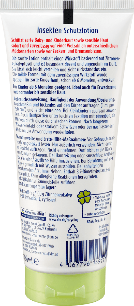 S‑quito free Insekten Schutzlotion with Lemon Eucalyptus Oil 100 ml