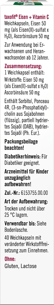 Taxofit Iron + Vitamin C – 40 Capsules