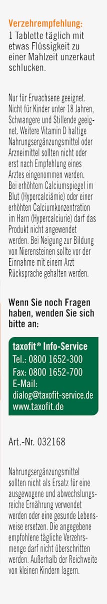 Taxofit Vitamin D3 2500 I.U. – 50 Mini-Tablets