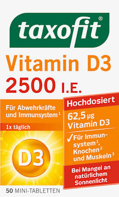Taxofit Vitamin D3 2500 I.U. – 50 Mini-Tablets