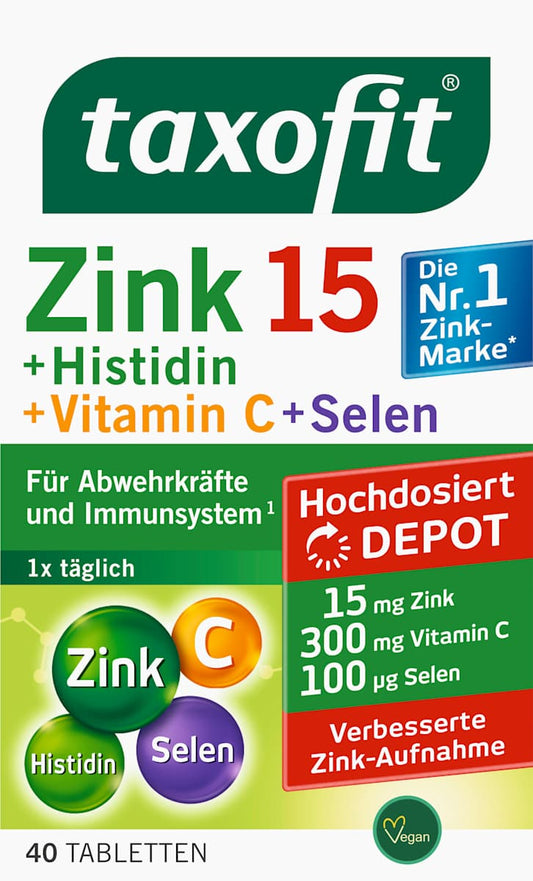 Taxofit Zink 15 + Histidine + Vitamin C + Selenium – 40 Tablets