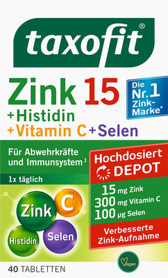 Taxofit Zink 15 + Histidine + Vitamin C + Selenium – 40 Tablets