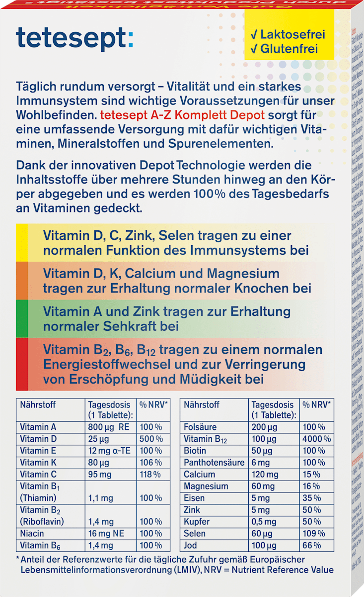 Tetesept A-Z Komplett Depot Multivitamin 40 Tablets