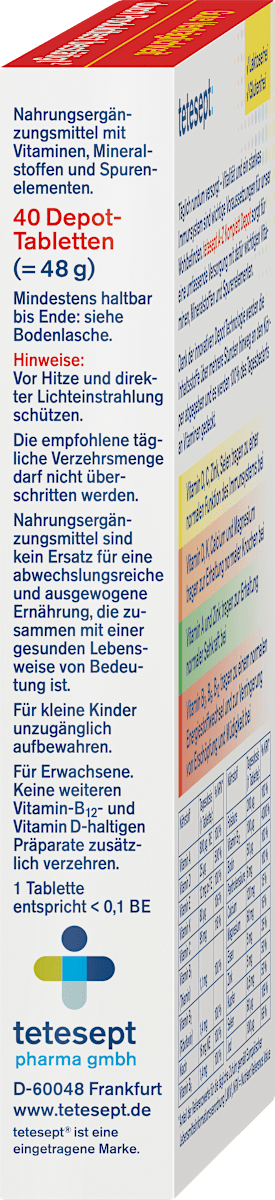 Tetesept A-Z Komplett Depot Multivitamin 40 Tablets
