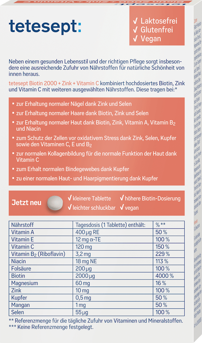 Biotin 2000 Tablets – 30 Tablets, 18 g